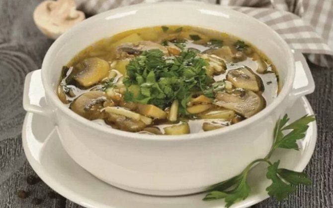 Грибной суп из шампиньонов с картофелем