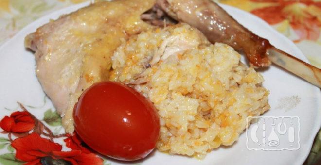 Копченая утка с рисом