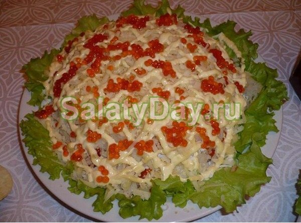 Салат «Царский» с красной икрой