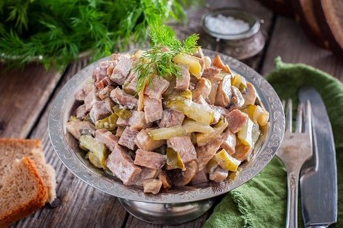 самый вкусный салат с говяжьим языком